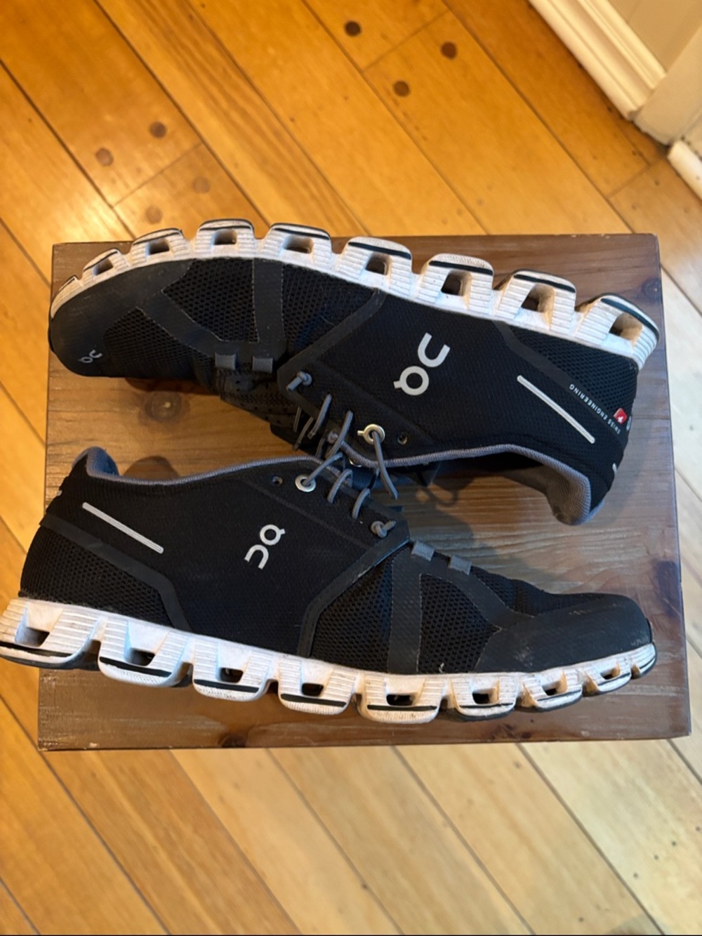 On Running Black and White Women's Cloud Athletic Sneakers - Picture 5 of 8